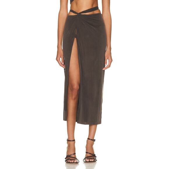 Jacquemus 'La Jupe Espelho' Brown Cupro Skirt Size M - NWT - Picture 1 of 6